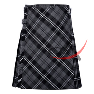 Bias Cut Granite Tartan 8-Yard Scottish Kilt with Apron