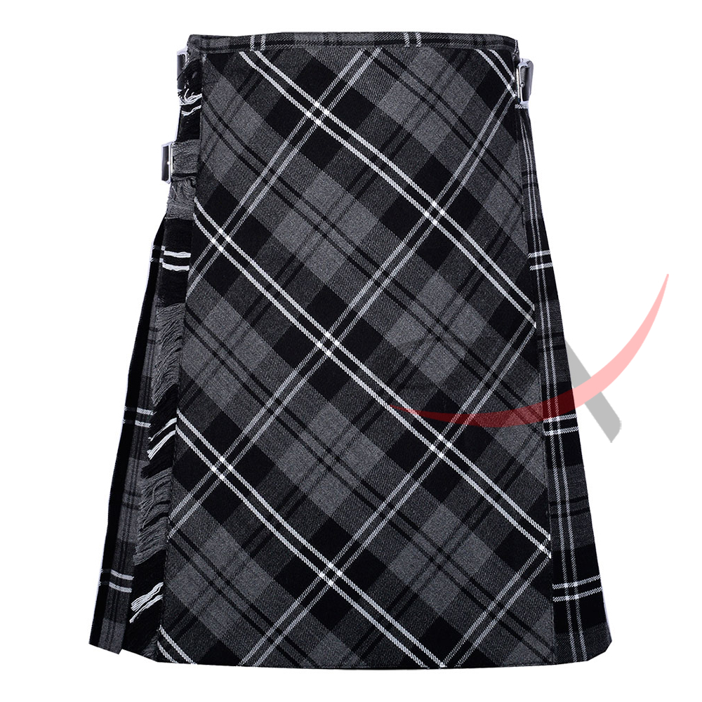 Bias Cut Granite Tartan 8-Yard Scottish Kilt with Apron