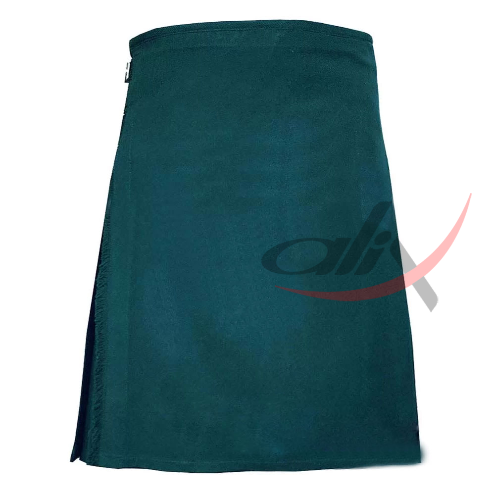 Solid Green Tartan 8 Yard Kilt for Men