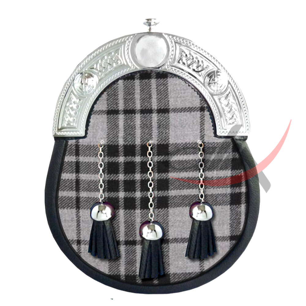Grey Watch Tartan Outfit Full Dress Leather Sporrans