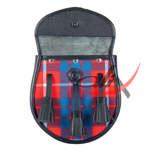 Scottish Sporran Hamilton Red Tartan Black Leather - Image 3