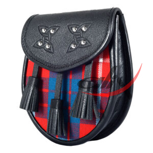 Scottish Sporran Hamilton Red Tartan Black Leather - Image 4