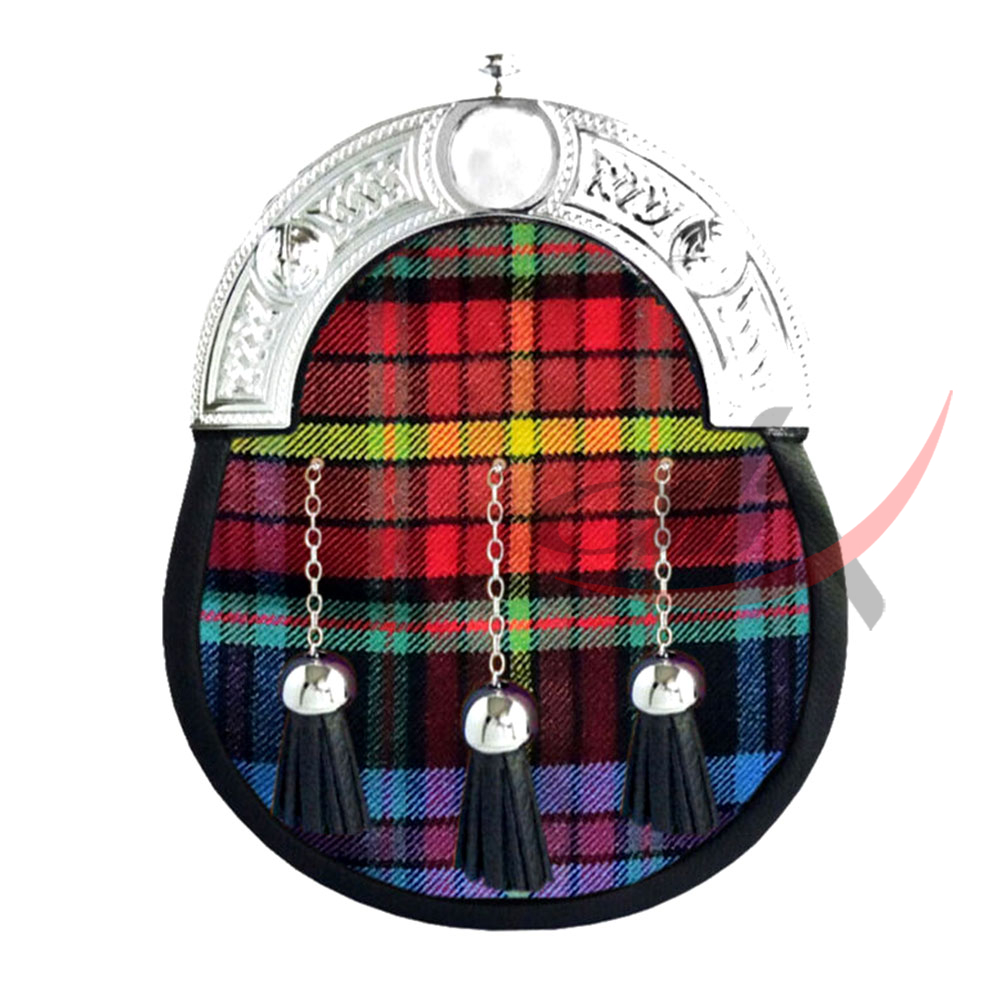 LGBTQ Pride Tartan Full Dress Leather Sporrans