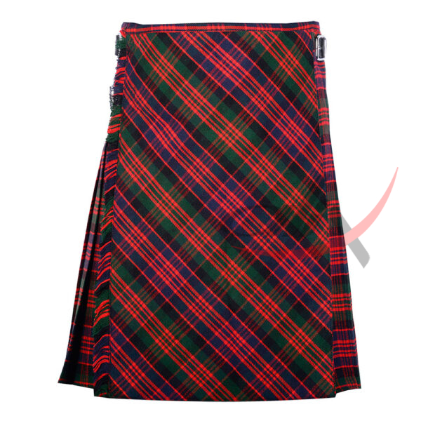 MacDonald-tartan-bespoke-kilt-front Bias Cut MacDonald Tartan 8Yard Kilt with Apron