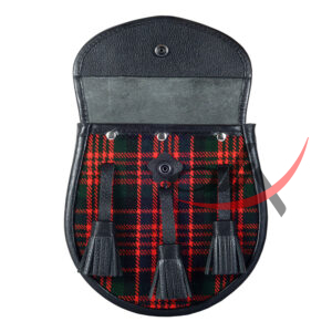 Scottish Sporran MacDonald Tartan Black Leather - Image 3