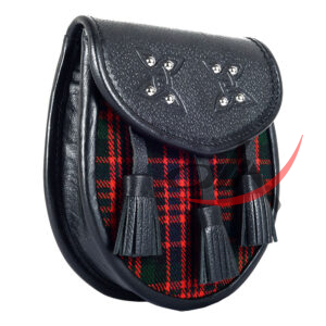 Scottish Sporran MacDonald Tartan Black Leather - Image 4