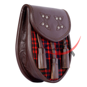 Scottish Sporran MacDonald Tartan Brown Leather - Image 3