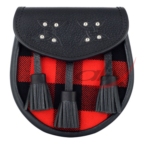 MacGregor-Rob-Roy-tartan-black-leather-sporran-front Scottish Sporran McGregor Rob Roy