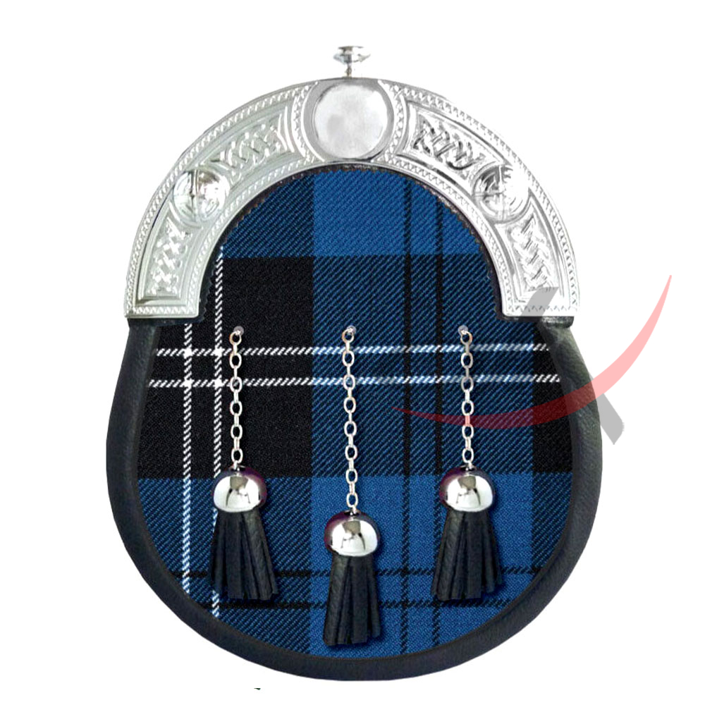Ramsey Blue Hunting Tartan Full Dress Leather Sporrans