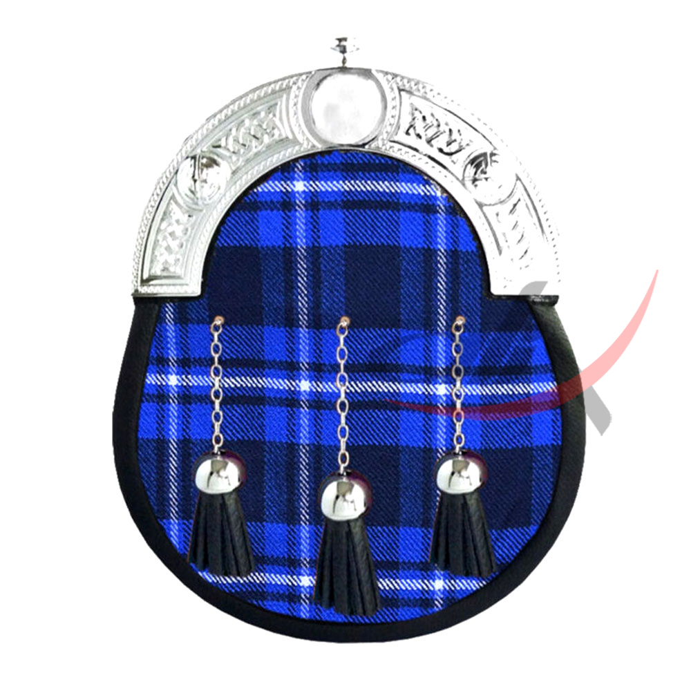 Ramsey Blue Tartan Full Dress Leather Sporrans