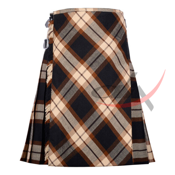 Rose-Ancient-tartan-bespoke-kilt-front Bias Cut Rose Ancient Tartan 8Yard Kilt with Apron