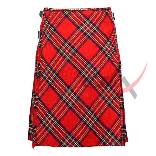 Royal-Stewart-tartan-bespoke-kilt-front Bias Cut Royal Stewart Tartan 8Yard Kilt with Apron