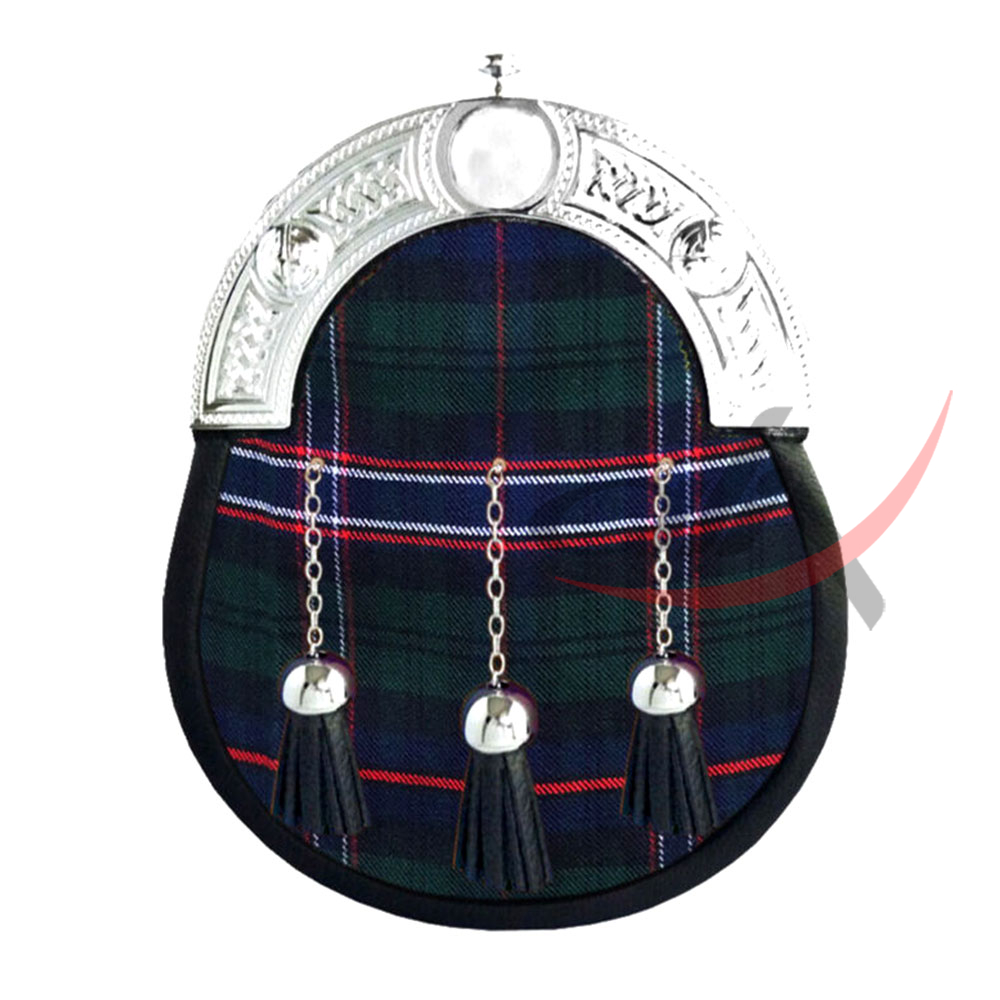 Scottish National Tartan Full Dress Leather Sporrans