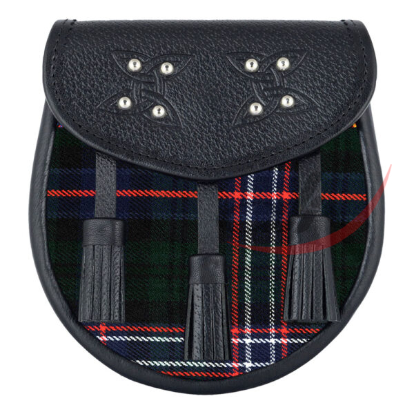 Scottish-national-tartan-black-leather-sporran Scottish Sporran Scottish National Tartan