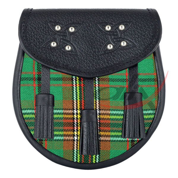 Tara-murphy-tartan-black-leather-sporran Scottish Sporran Tara Murphy Tartan