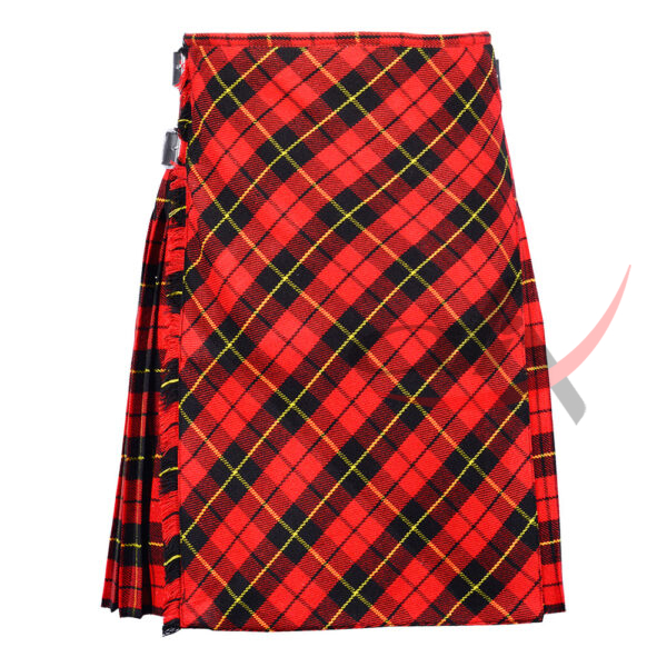Wallace-tartan-bespoke-kilt-front Bias Cut Wallace Tartan 8 Yard Kilt with Apron