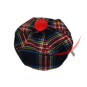 Black Stewart Tartan Tam o' Shatner Tammy Hat Flat Bonnet