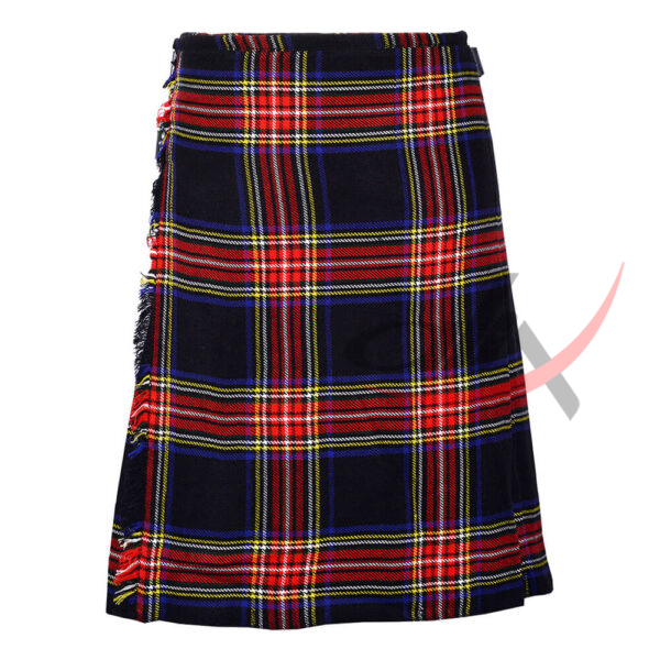 black-stewart-tartan-8-yard-kilt-front Black Stewart 8 Yard Kilt for Men Traditional Scottish Tartan Kilt