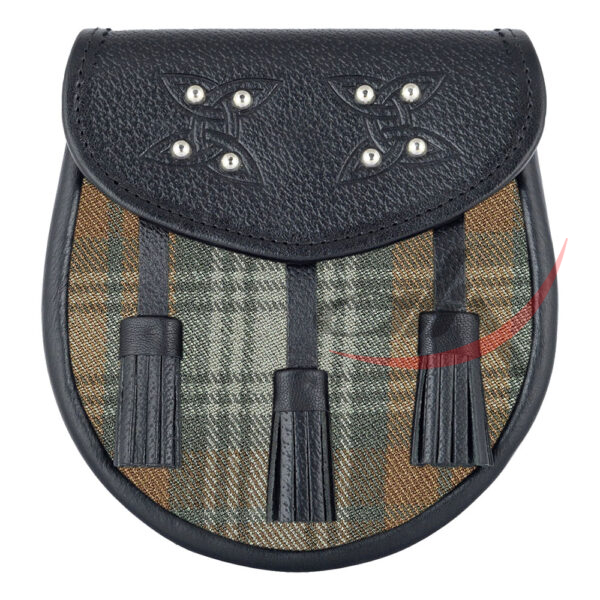 black-watch-weathered-tartan-black-leather-sporran Scottish Sporran Black Watch Weathered