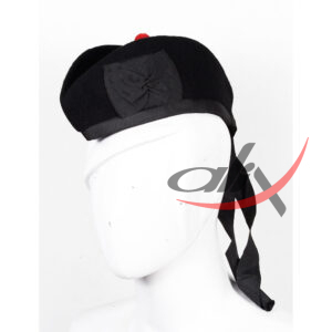 Glengarry Hat Solid Black Tartan Scottish