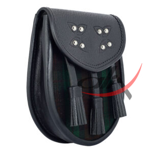 Scottish Sporran Brown Watch Tartan Black Leather - Image 3