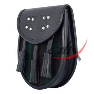 Scottish Sporran Brown Watch Tartan Black Leather - Image 4