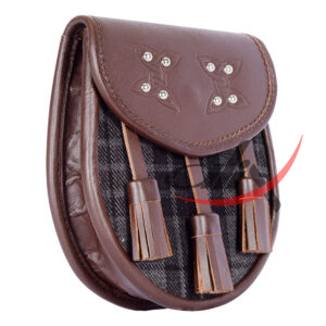 Scottish Sporran Grey Watch Tartan Brown Leather - Image 3