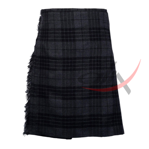 gray-watch-tartan-traditional-kilt-front Grey Watch Tartan 8 Yard Kilt for Men Traditional Scottish Kilt