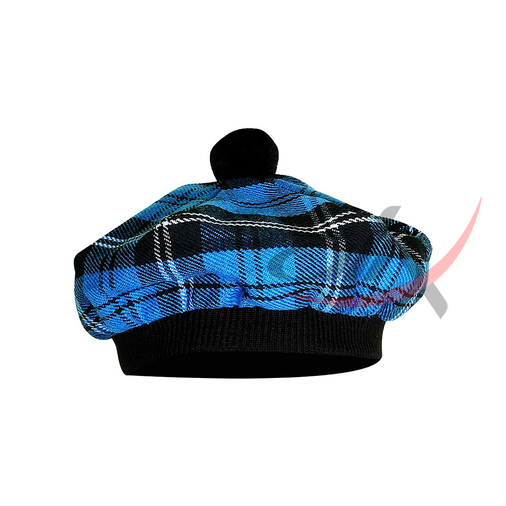 Ramsey Blue Hunting Tartan Tam o' Shatner Tammy Flat Bonnet