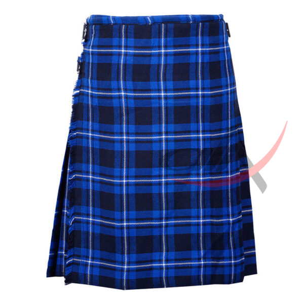 remsey-blue-traditional-kilt-front Ramsey Blue Tartan 8 Yard Kilt for Men
