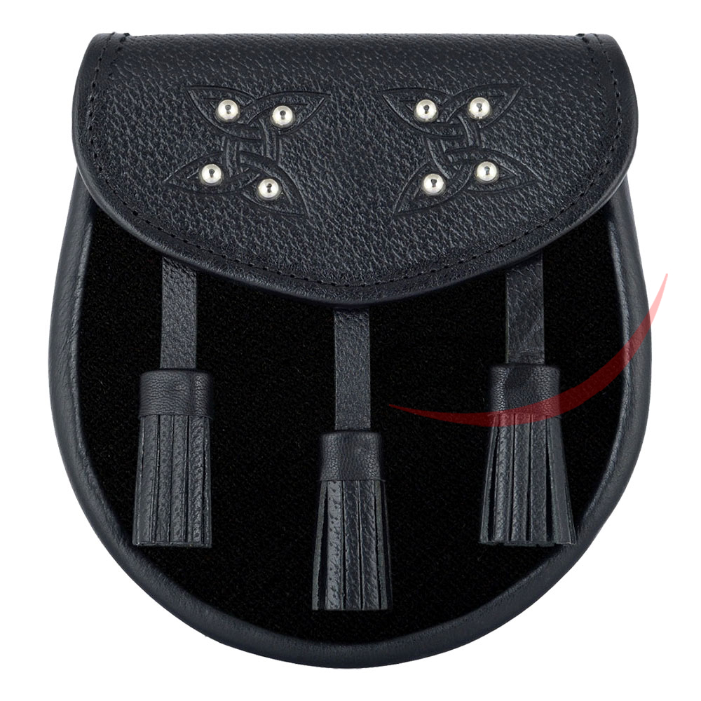 Scottish Sporran Solid Black Tartan