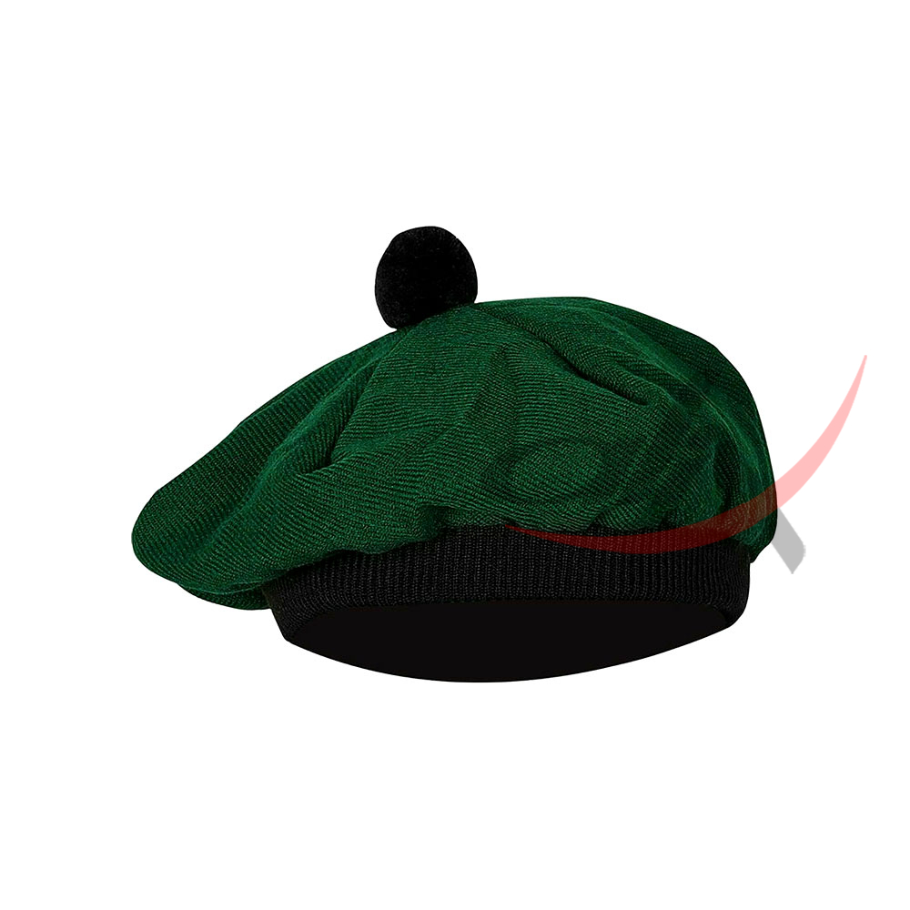 Solid Green Tartan Tam o' Shatner Tammy Hat Flat Bonnet