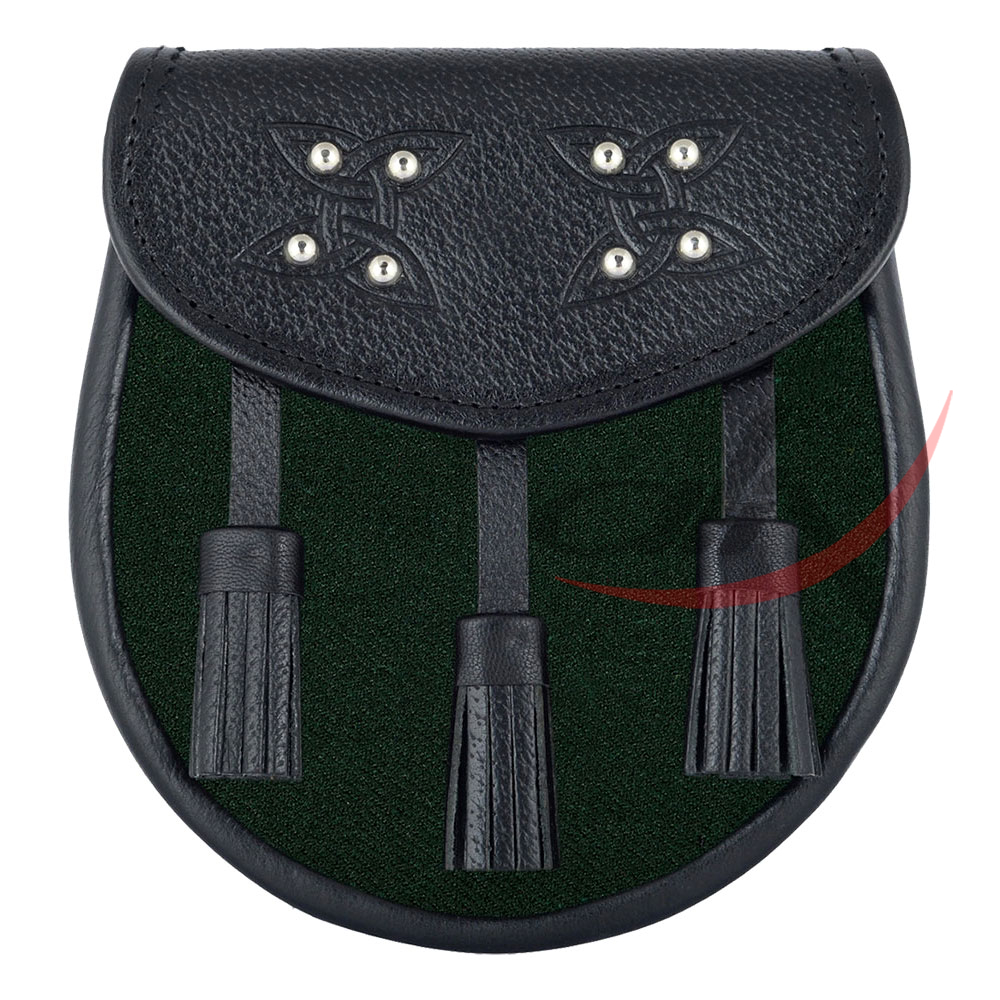 Scottish Sporran Solid Green Tartan