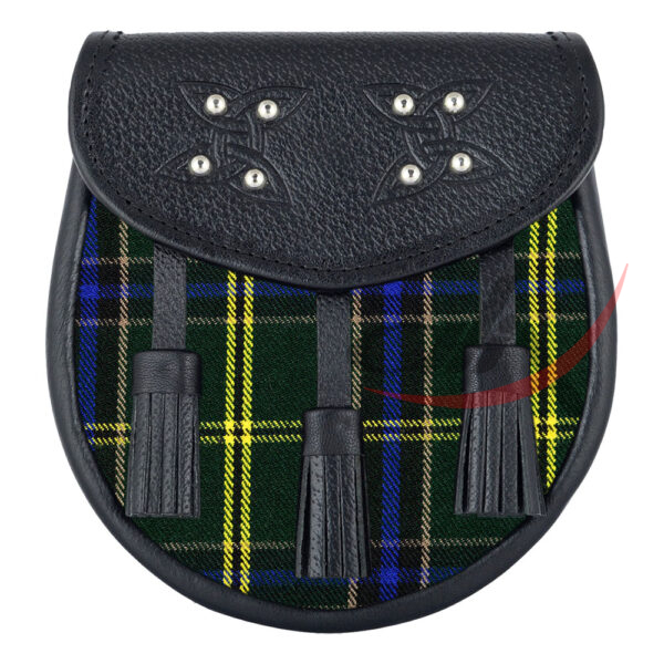 us-army-tartan-black-leather-sporran Scottish Sporran US Army Tartan