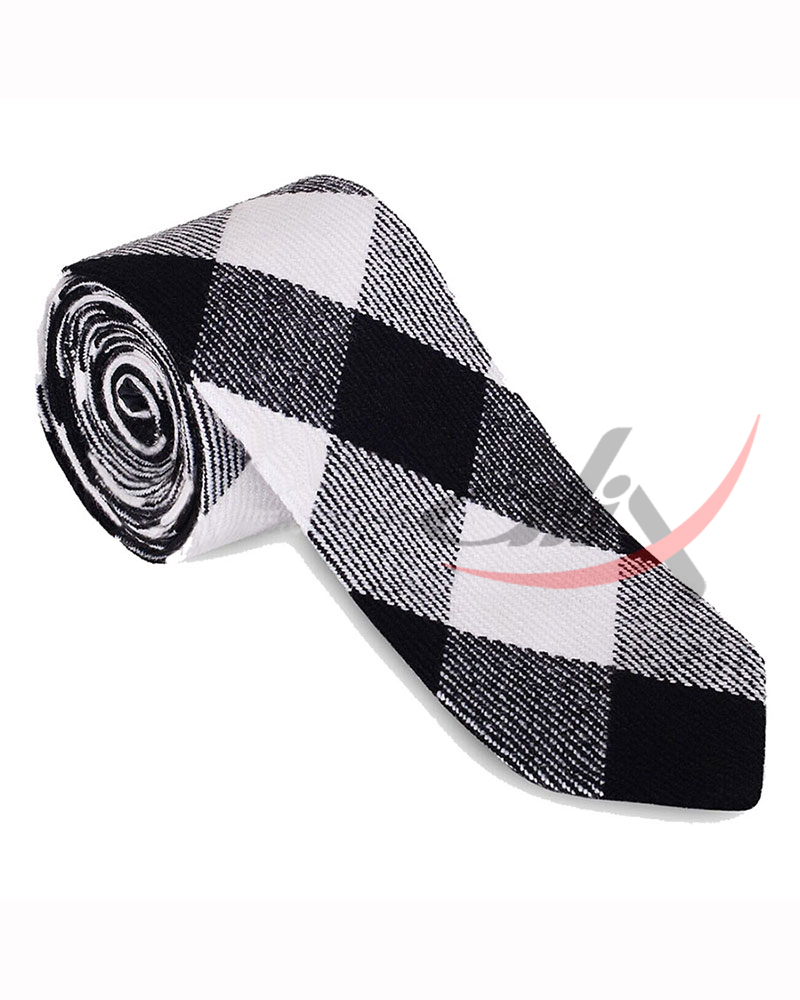 White Black Rob Roy Tartan NeckTie
